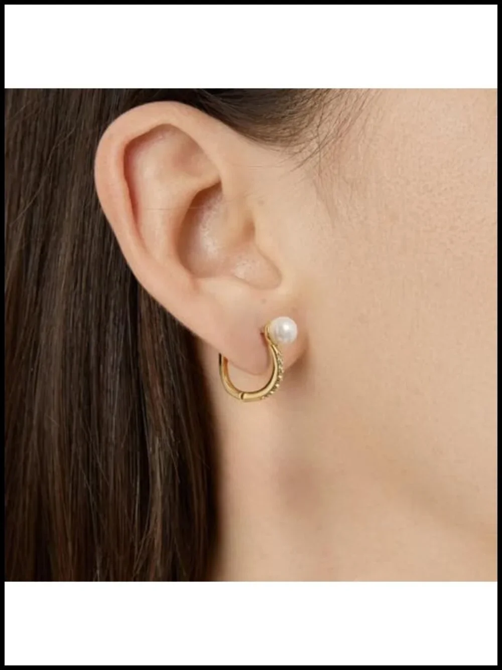 S925 Sterling Silver Pearl Hoop Earrings Hypoallergenic Lightweight